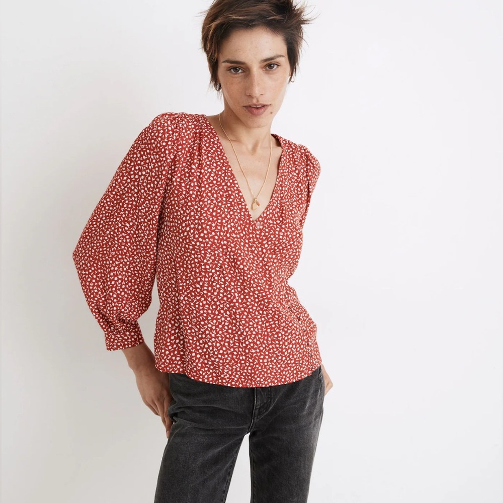 Madewell Kinston Side-Button Wrap Top Size XS